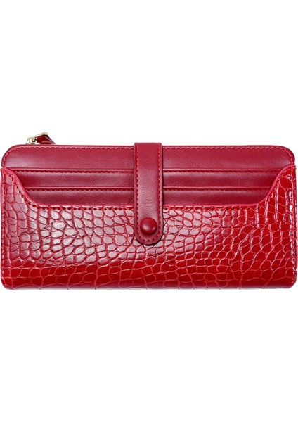 Orta ve Uzun Taş Desenli Tokalı Cüzdan Çoklu Kart Alanı Büyük Kapasiteli Kart Sahibi Bozuk Para Cüzdanı (Yurt Dışından)