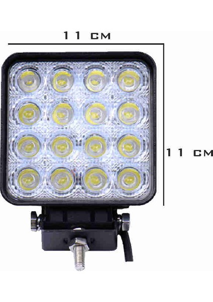 Sm Motors Off Road Sis Farı Sis Lambası 16 LED Kare 4'lü Paket