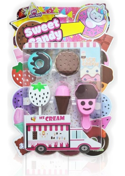 Ice Cream Sweet Candy 5 Parça Dondurmacı Seti - Şekerleme Seti - Çocuk Oyun Oyuncak