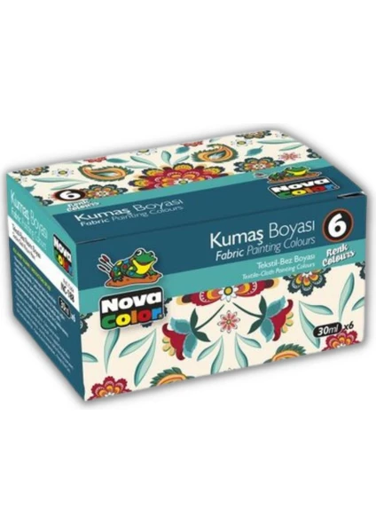 Nova Color Kumaş Boyası 6 Ana Renk 30 ml Tişört Çanta Tekstil Boyası 30 ml 1 Paket