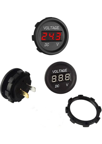 Dijital Voltmetre Dc 12-24 V Vidalı Oto Motosiklet Tekne Için Kırmızı