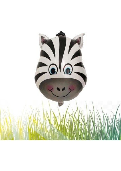 Patladı Gitti Safari Kafa Zebra Folyo Balon 55 cm - 22 Inç