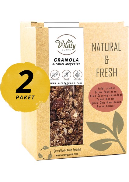 Doğal Katkısız Granola Kırmızı Meyveler 2'li Paket 2 x 320 gr