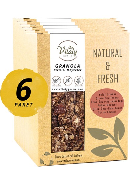 Doğal Katkısız Granola Kırmızı Meyveler 6'lı Paket 6 x 320 gr