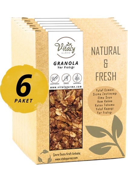 Doğal Katkısız Granola Yer Fıstığı 6'lı Paket 6 x 320 gr