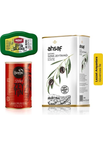 Haki Zeytinsever Paketi (Hakız Zeytin Salatası +1 lt Soğuk Sıkım Zeytinyağı + 900 gr 291-320)