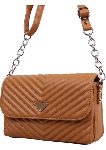 MT1394 Camel Suni Deri Bayan Çapraz Omuz Çantası