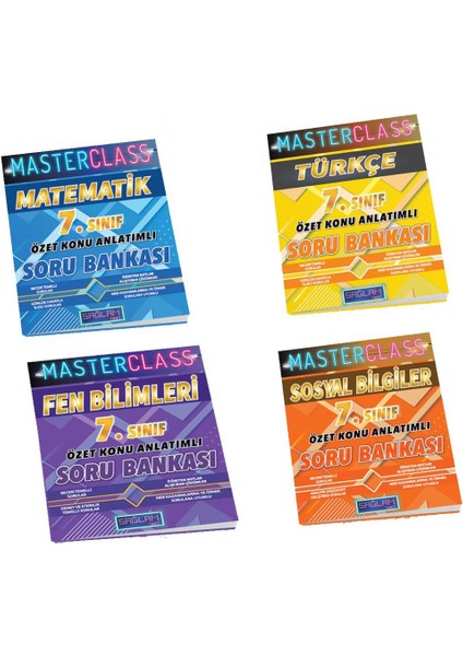 7.sınıf Masterclass Matematik Türkçe Sosyal Bilimler ve Fen Bilimleri Seti 4 Kitap