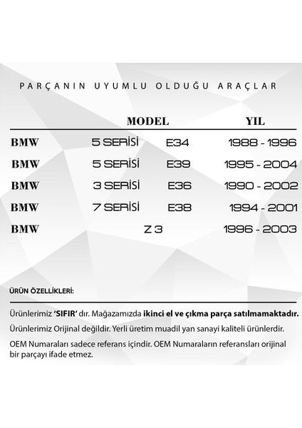 Bmw E34, E36, E38, E39, Z3 Için Vanos Tamir Takımı