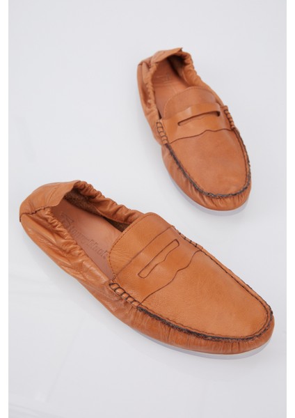 Erkek Taba Arkası Lastikli Rahat Kalıp Hakiki Deri Loafer modelleri
