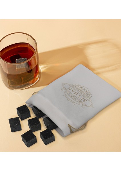 Gift Kişiye Özel Isimli Özel Kesesinde 12’li Doğal Granit Viski Soğutma Taşı Seti - Model 10 fırsatları