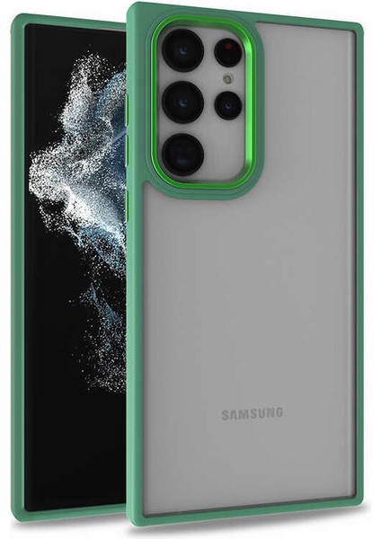 Samsung Galaxy S22 Ultra Kılıf Kamera Nikelaj Kenar Renkli Kapak