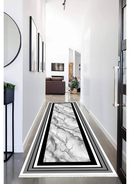 Dijital Baskılı Kaymaz Taban Yıkanabilir Modern Desenli Koridor Halısı Yolluk NHU-HY-965