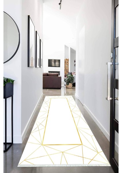 Dijital Baskılı Kaymaz Taban Yıkanabilir Modern Desenli Koridor Halısı Yolluk NHU-HY-993
