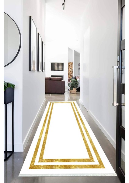 Dijital Baskılı Kaymaz Taban Yıkanabilir Modern Desenli Koridor Halısı Yolluk NHU-HY-1438