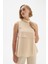 Aksesuar Detaylı Volanlı Bluz - Bej 1