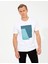 Erkek Beyaz Slim Fit Baskılı Bisiklet Yaka Tişört 50249867-VR013 2