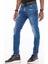 CD502 Paçaları Fermuarlı Yıkamalı Mavi Erkek Dar Jeans 3
