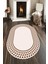 Kahve-Bej Damla Desenli Oval Halı (Makinada Yıkanabilir Kaymaz Dot Taban) - CP1356-2 1