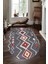 Şönil Kilim Desenli Gri Oval Halı (Makinada Yıkanabilir Kaymaz Dot Taban) - CP1359-2 1