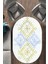 Sarı-Mavi Etnik Desen Oval Halı (Makinada Yıkanabilir Kaymaz Dot Taban) - CP1362-2 1