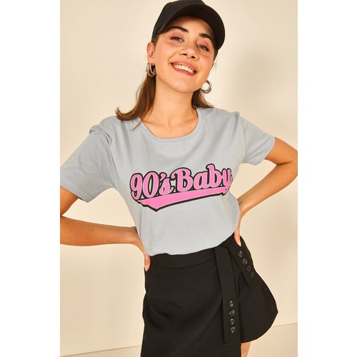 Oshebu Bisiklet Yaka Önü Baskılı T-Shirt Ve Diğer Tüm Seçeneklerle