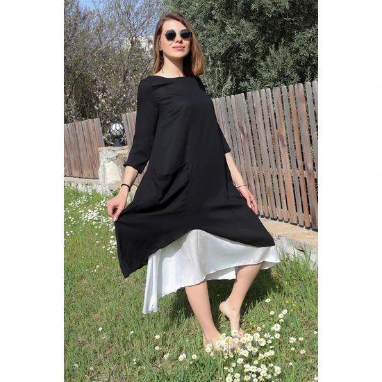 Barbora Yazlık Günlük Tasarım Kadın Elbise 263SIYAH