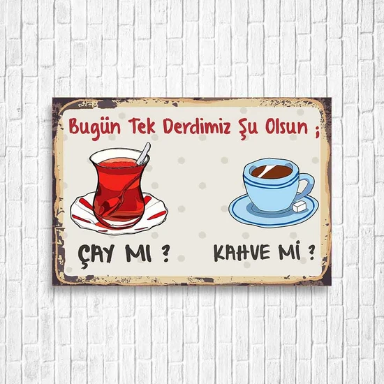 Trend Poster Çay Kahve Retro Ahşap Poster