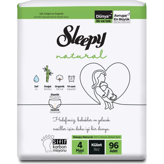 Sleepy Natural Külot Bez Maxi 4 Numara 96 Adet