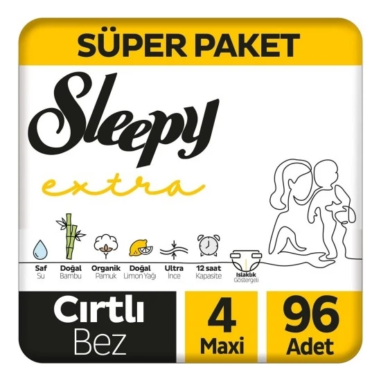 Sleepy Extra Avantajlı Bebek Bezi 4 Numara Maxi 96 lı