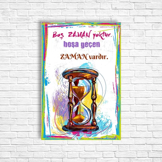 Trend Poster Boş Zaman Yoktur Boşa Geçen Zaman Vardır Retro Ahşap Poster