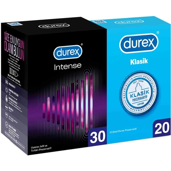 Durex Intense Uyarıcı Prezervatif 30 Lu Ve Klasik Kondom 20 Li