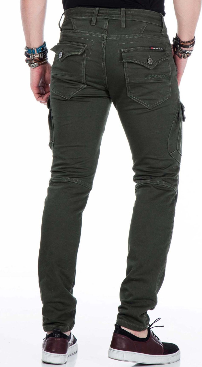 Cipo & Baxx CD424 Kargo Cepli Slim Fit Haki Erkek Pantolon görsel 3