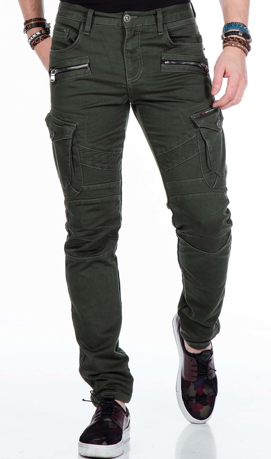 Cipo & Baxx CD424 Kargo Cepli Slim Fit Haki Erkek Pantolon