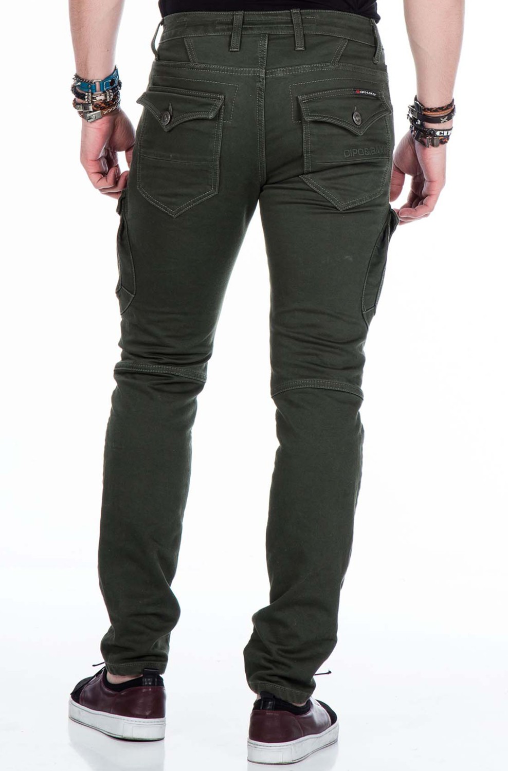 Cipo & Baxx CD424 Kargo Cepli Slim Fit Haki Erkek Pantolon görsel 4