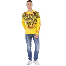 Cipo & Baxx CL451 Taşlı Baskılı Sarı Sweatshirt