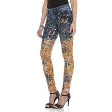 Cipo & Baxx WD440 Oranj El Boyama Bayan Jeans