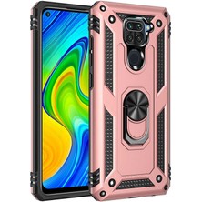 Nevarium Xiaomi Redmi Note 9 Kılıf Tank Yüzüklü Yüksek Korumalı Silikon - Rose Gold