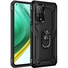 Nevarium Xiaomi Mi 10T 5g Kılıf Tank Yüzüklü Yüksek Korumalı Silikon - Siyah