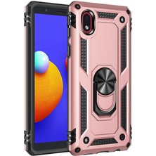 Nevarium Galaxy A01 Core Kılıf Tank Yüzüklü Yüksek Korumalı Silikon - Rose Gold