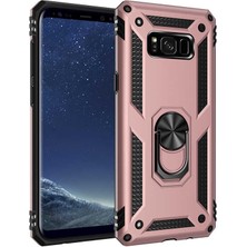Nevarium Galaxy S8 Plus Kılıf Tank Yüzüklü Yüksek Korumalı Silikon - Rose Gold