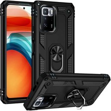 Nevarium Xiaomi Poco X3 Gt Kılıf Tank Yüzüklü Yüksek Korumalı Silikon - Siyah
