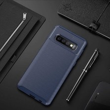 Nevarium Galaxy S10E Kılıf Karbon Dokulu Silikon - Lacivert