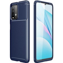 Nevarium Xiaomi Poco M3 Kılıf Karbon Dokulu Silikon - Lacivert