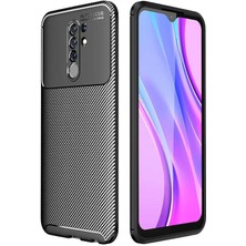 Nevarium Xiaomi Redmi 9 Kılıf Karbon Dokulu Silikon - Siyah