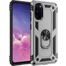 Nevarium Galaxy S20 Kılıf Tank Yüzüklü Yüksek Korumalı Silikon - Gri