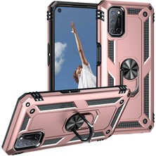 Nevarium Oppo A52 Kılıf Tank Yüzüklü Yüksek Korumalı Silikon - Rose Gold