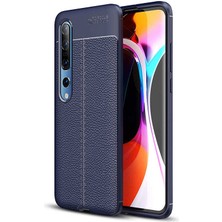 Nevarium Xiaomi Mi 10 Kılıf Deri Dokulu Kamera Korumalı Silikon - Lacivert
