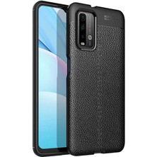 Nevarium Xiaomi Poco M3 Kılıf Deri Dokulu Kamera Korumalı Silikon - Siyah