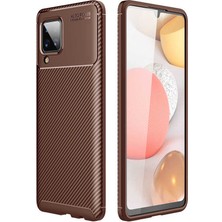 Nevarium Galaxy M12 Kılıf Karbon Dokulu Silikon - Kahverengi